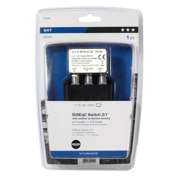 Vivanco Interrupteur DISEqC 2/1 Avec Boîtier Résistant Aux Intempéries - Paraboles – Image 2